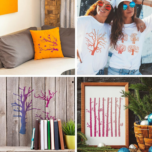 8 Pieces Reusable Tree Stencils Aspen Trees Stencils Reversed Branches Stencils Painting Tree Template Plastic Drawing Stencils for Canvas Wood Wa...