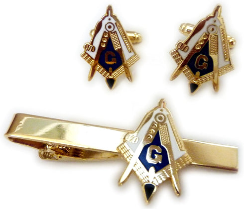 Working Tools Trowel Gavel Master Masonry Masonic Freemason TIE BAR Cufflinks Set...