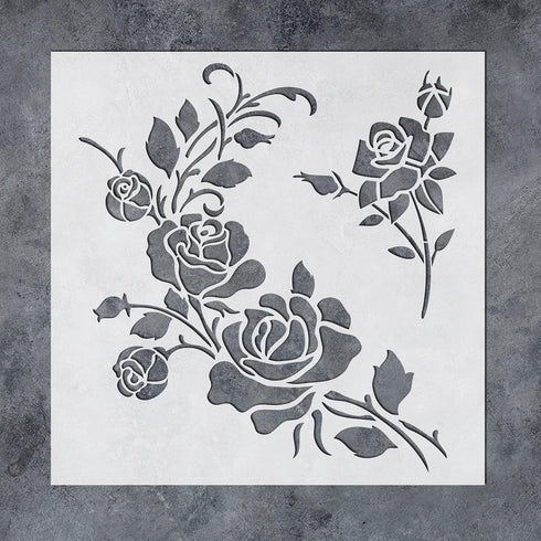 GSS Designs Corner Flower Rose Stencil - Reusable Stencils for Painting on Wood Canvas Wall Furniture - Mylar Stencil for Crafts and Decorations 1...