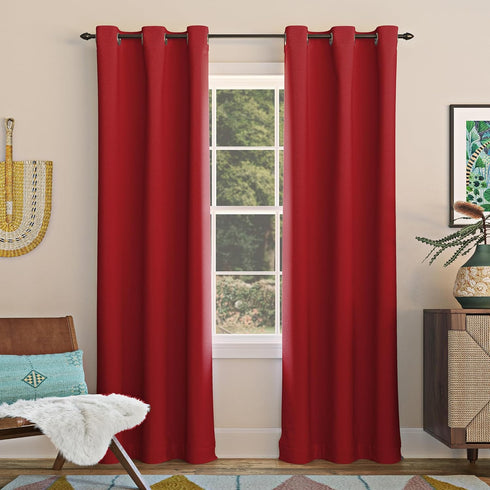 Sun Zero Easton Energy Saving Blackout Grommet Curtain Panel, 40" x 84", Red...