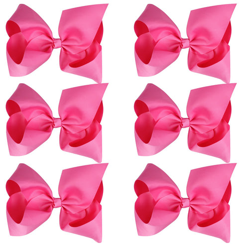 Large Boutique Hair Bows Alligator Clips 6 Pcs 8 Inch for Infant Baby Girl Teens Girls Women (Hot pink)...