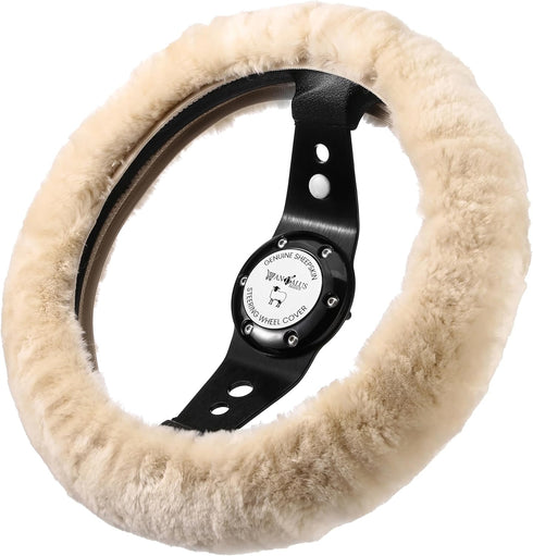 Andalus Australian Sheepskin Wool Steering Wheel Cover for Women & Men - Universal 15 Inch Steering Wheels & Accessories - Eco-Friendly Wheel Cove...