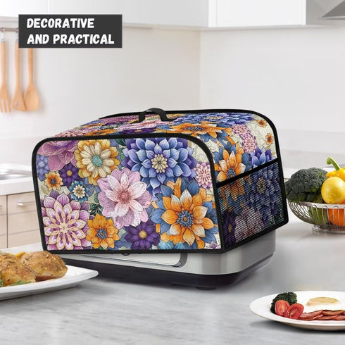 Hippie Flower Slow Cooker Crock Pot Cover Small Appliance Dust Cover Oval Crock Pot Cover with Handle Easy to Clean and Store for Home Kitchen Din...