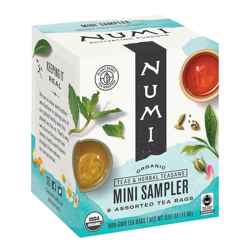 Numi Organic Tea Mini Sampler Variety Pack, 8 Count Box, Assorted Black Tea, Green Tea, White Tea, Herbal Tea Bags...