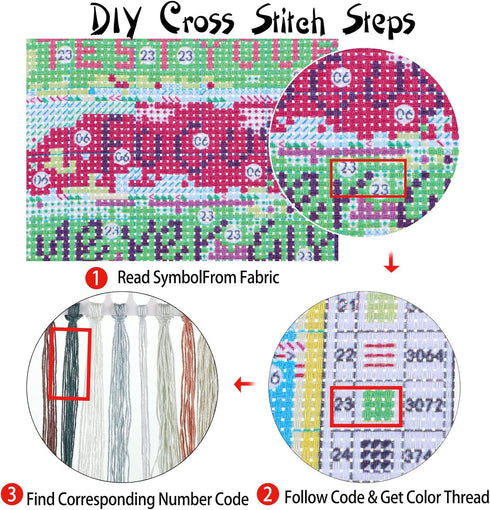 XunYee Excitation Language Inspirational Cross Stitch Stamped Cross Stitching Art Cross Stitch for Adults Beginners Home Wall Decor, 17.7 x 13.8 i...