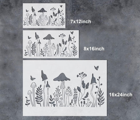 GSS Designs Flower Mushroom Stencils for Painting on Walls Wood Furniture Canvas Paper Fabric 8x16Inch Wildflower Stencils for Nursery Decor Fores...