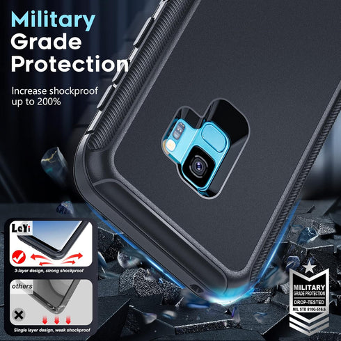 LeYi for Samsung Galaxy S9 Case: Samsung S9 Case, 3 in 1 Full Body Shockproof Rubber Dustproof Defender Protection Protection Case Samsung Galaxy ...