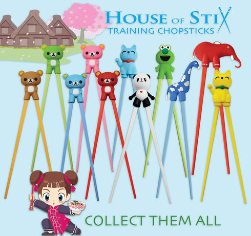 Kids Training Chopsticks for Toddlers, Kids and Adults – Removable Finger Helpers, Animal Design, BPA-Free, Dishwasher-Safe (Animals 4-Pack)...
