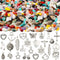 Natural Chip Stones for Bracelet - 400pcs 5mm to 8mm Gemstones Healing Loose Rocks Bead Hole Drilled DIY with 30pcs Silver Charms for Bracelet Nec...