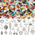 Natural Chip Stones for Bracelet - 400pcs 5mm to 8mm Gemstones Healing Loose Rocks Bead Hole Drilled DIY with 30pcs Silver Charms for Bracelet Nec...