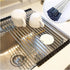 Roll up Dish Drying Rack Over The Sink Portable Stainless Still Rolling Rack Folding Mat for Kitchen Counter (Black, 17.7''LX11.2''W)...