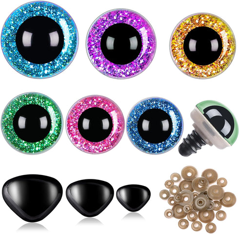 UPINS 180Pcs Safety Eyes and Noses for Amigurumi Large Plastic Craft Crochet Eyes for Stuffed Animals DIY Puppet Bear Toy Doll Making Supplies...