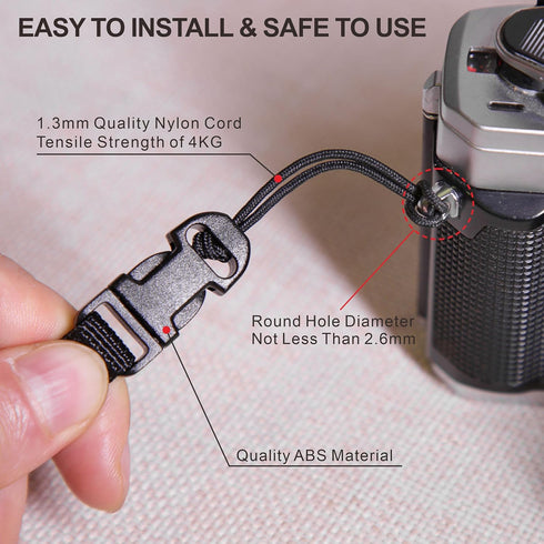 Padwa Lifestyle 4 Pcs Black Quick Release Camera Strap QD Loops Connector Adapter - Camera Quick Release Clip Compatible for All Compact Digital C...