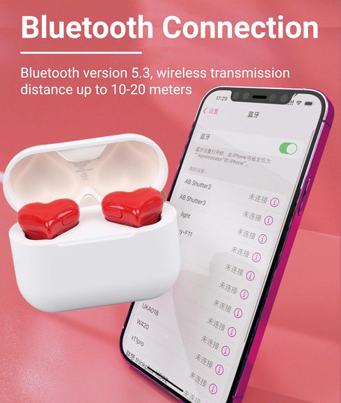 Jectse Wireless Earbuds, Heart Shaped Bluetooth Headphones Noise Canceling Stereo in Ear Light Weight Earphones Cordless Earphone for Sports......