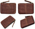 Genuine Leather Coin Purse Pouch for Women Men Vintage Cowhide Grain Leather Slim Mini Wallet Metal Zipper with Real Leather handle (Dark Brown)...