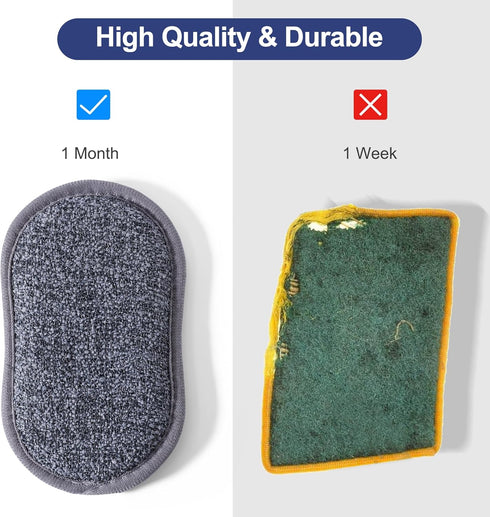 6 Pack Multi-Purpose Sponges Kitchen, Dual-Sided Microfiber Dish Sponges 3 Colors, Non-Scratch Dish Scrubber, Durable Reusable Cleaning Sponges fo...