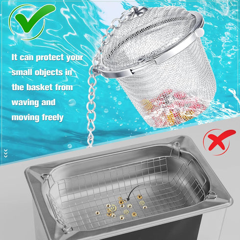 6 Pcs Ultrasonic Watch Parts Cleaner Baskets Stainless Steel Jewelry Steam Cleaner Ultrasonic Parts Cleaner Basket Mesh Ball Cleaning Small Holder...