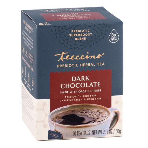 Teeccino Dark Chocolate - Prebiotic SuperBoost™ Herbal Tea - Support Your Probiotics with Prebiotics For Good Gut Health and Regularity, Digestive...