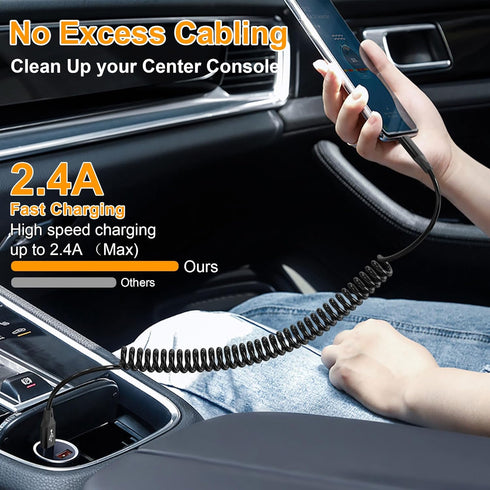 Coiled iPhone Charging Cable 2-Pack, Apple Carplay & MFi Certified, Short USB to Lightning Cable with Data Transmission, Retractable iPhone Car Ch...