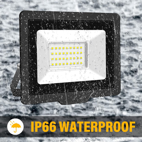 AUXTINGS 30W LED Flood Lights Outdoor Security Lights 3000LM Outside Lamp 4000K Warm White Spot Light Exterior Lighting for Yard Backyard House Co...