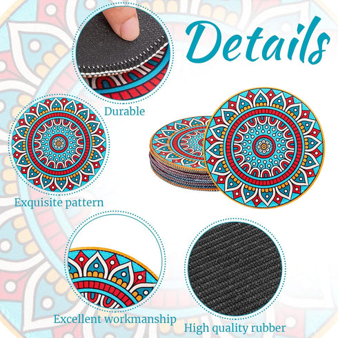 6 Pcs Boho Plant Pot Mat Absorbent Non Slip Pot Plant Pad Round Plant Coaster Mat Gardening Indoor Outdoor Flower Plant Protect Mat for Table Desk...