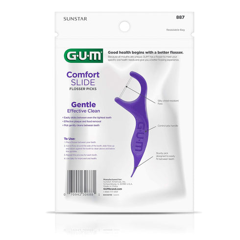 GUM Comfort Slide Floss Picks - Perfect for Tight Teeth - Extra Strong Shred-Resistant Dental Floss, Easy Grip Handle - Dental Flossers for Adults...