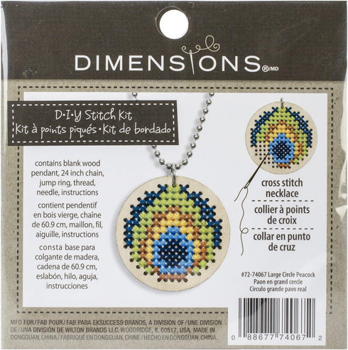 Wilton Dimensions Crafts 72-74067 Large Circle Peacock Pendant Counted Cross Stitch Kit...