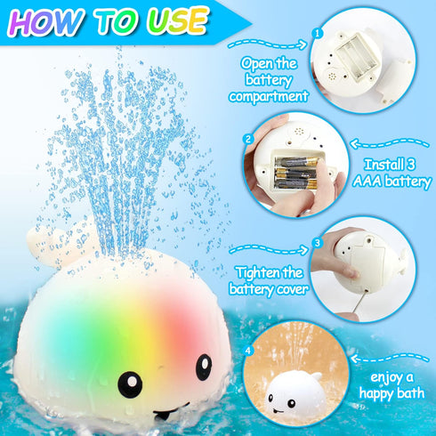 ZHENDUO Baby Bath Toys, Light Up Bath Toys, Sprinkler Bathtub Toys for Toddlers Infant Kids Boys, Automatic Spray Water Bath Toy, Pool Bathroom Ba...
