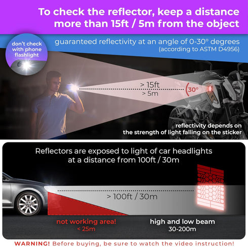 Reflective Stickers for Bikes 18pc (red)-Waterproof, High Visibility Bike Stickers for Flat Surfaces-Nighttime Safety Reflective Stickers for Helm...