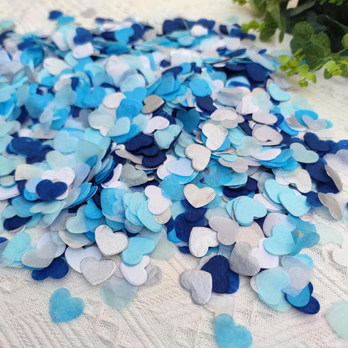Blue Silver Tissue Paper Heart Confetti Wedding Engagement Bridal Shower Decor Table scatter 1 Inch Pack of 6000...