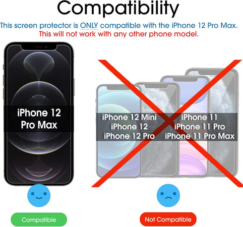 amFilm Glass Screen Protector Compatible for iPhone 12 Pro Max 6.7" Display, 2020, with Easy Installation Tray, Tempered Glass, 3 Pack......