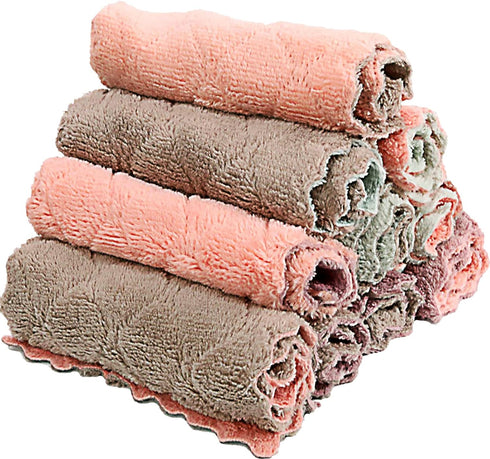 10 Pack Kitchen Cloth, Microfiber Dish Towels Washcloths, Super Absorbent Coral Velvet Dishtowels, Premium Cleaning Cloths,Non-Stick Oil Quick Dry...