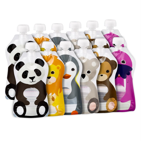 Squooshi Reusable Baby Food Pouches for Toddlers | BPA Free Plastic, Food Safe, Freezer Safe | Refillable for Applesauce Yogurt & Puree Squeeze Po...