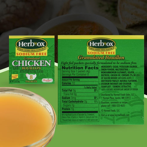 Granulated Chicken Bouillon Bundle. Includes Four 1x2 Oz 8ct each Box of Chicken Bouillon Flavored Seasoning. Gluten Free and Sodium Free Chicken ...