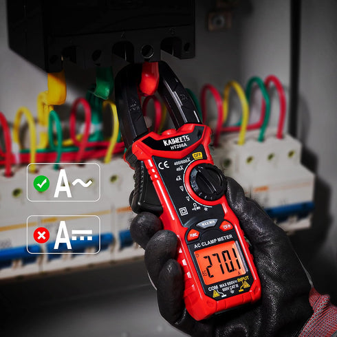 KAIWEETS HT206A Clamp Meter Multimeter TRMS 4000 Counts, Auto-ranging Amp Voltage Tester with Backlight, Measures AC Current, AC/DC Voltage, Capac...