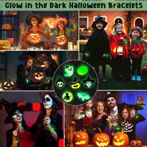 Kockuu 21pcs Fidget Zipper Bracelets for Kids - Glow in the Dark Party Favors & Sensory Stress Slap Bracelets - Bulk Halloween Goodie Bag Filler...