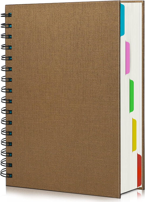 EUSOAR Notebook 5 Subject with Tabs, 1pcs A5 5.5"x8.3" Spiral College Ruled Writing Pad, 100GSM 120Sheets/ 240Pages of Lined Paper, Thick Hardcove...