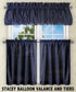 Ellis Curtain Stacey Sheer Balloon Valance, 60" x 15", Navy...