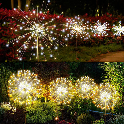 JJGoo Solar Garden Lights Solar Firework Lights, 2 Pack 120 LEDs 2 Lighting Modes Solar Lights Outdoor Waterproof for Patio Walkway Pathway Party ...
