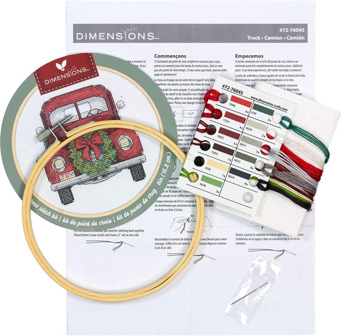 Dimensions Vintage Truck Christmas Counted Cross Stitch Kit, 6" D, White 14 Cnt. Aida 5...