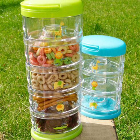 Innobaby Packin' Smart Stackable and Portable Storage System for Formula, Baby Snacks and more. 5 Stackable Cups in Blueberry Sorbet. BPA Free....