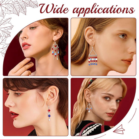 SUNNYCLUE 1 Box 366Pcs DIY 10 Pairs American Flag Patriotic Dangle Bohemian Earrings Making Kit 4th of July Independence Day Chandelier Charms Red...