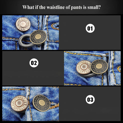 Pants Extender Button, 8 Pcs Jeans Waistband Extender Button No Sew Metal Collar Button Pregnancy Pant Extenders Elastic Spring Buttons for Jeans,...