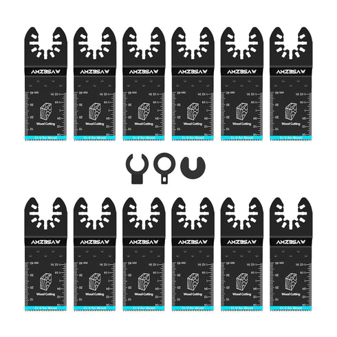 12PCS Cr-V-Steel Oscillating Multitool Blades, Quick Release Multi Tool Blades Kits for Wood Plastic, Strong Sawtooth Oscillating Tool Blade Fit D...