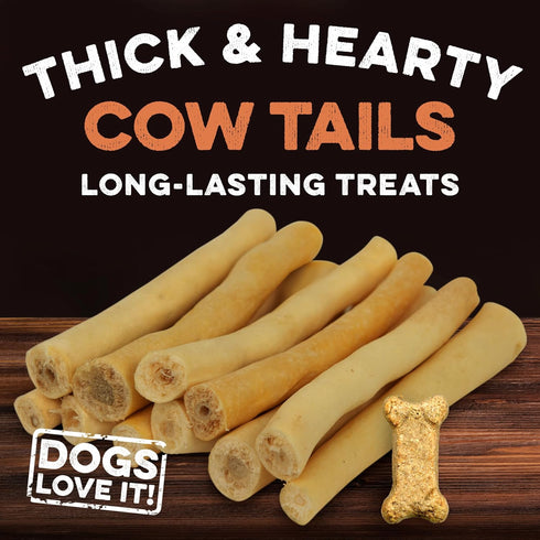 BRUTUS & BARNABY 100% Natural Cow Tails Dog Treat - Our Healthy Cow Tails for Dogs are Easy to Digest, Chemical & Hormone Free - Thick & Hearty Ch...