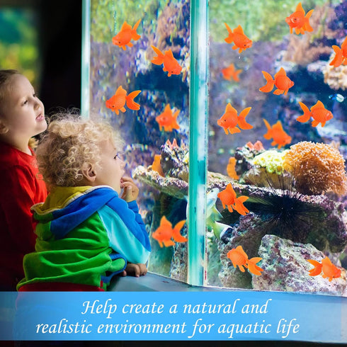 60 Pcs Fake Goldfish Plastic Fish Artificial Aquarium Fishes Floating Moving Realistic Orange Goldfish Fake Fish Ornament Decorations for Tank Pon...