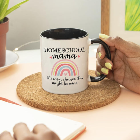 YouNique Designs Homeschool Mom Mug, 11 Ounces, Unique Mothers Day Coffee Mug from Daughter and Son, Best Mom Ever Mug, Mom Coffee Cup (Black Hand...