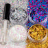 4 Colors of Holographic Chunky Glitter with Quick Dry Glue Pack 5, 4 Pots Total 40g Multi-Shaped for Body Hair Face Eyes Make-up, Nail Art and Bed...