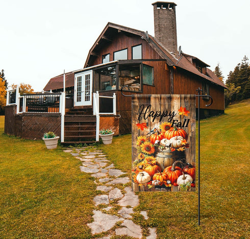 Happy Fall Pumpkin Welcome Garden Flag, Autumn Garden Double Sided Flag Pumpkin Patch Maple Leaf House Yard Outdoor Small Flag Farmhouse Thanksgiv...