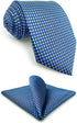 S&W SHLAX&WING Ties for Men with Pocket Square Blue Turquoise Necktie Set xl...